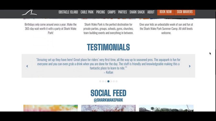 Shark Wake Adventure Water Park: Website Redesign with Online Waiver Form